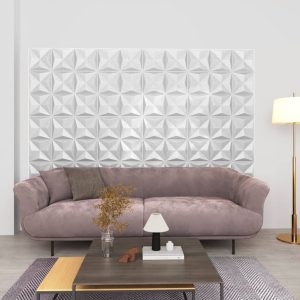 Painéis de parede 3D 12 pcs 50x50 cm 3 m² origami branco