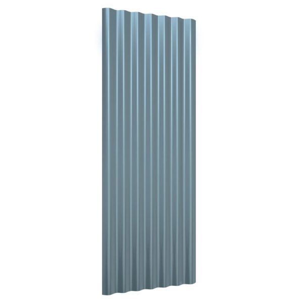 Painéis de telhado 12 pcs 100x36 cm aço revestido a pó cinzento - Image 2
