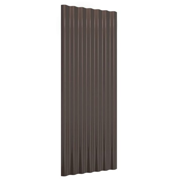 Painéis de telhado 12 pcs 100x36 cm aço revestido a pó castanho - Image 2