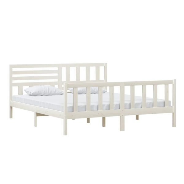 Estrutura de cama super king 180x200 cm madeira maciça branco - Image 2