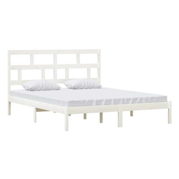 Estrutura de cama 160x200 cm madeira de pinho maciça branco - Image 2