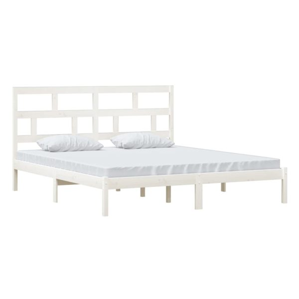 Estrutura de cama super king 180x200 cm madeira maciça branco - Image 2