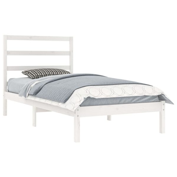 Cama sem colchão 90x200 cm madeira de pinho maciça branco - Image 2