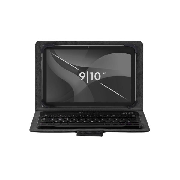 Funda slim phoenix para tablet hasta 10 pulgadas universal teclado bluetooth negra