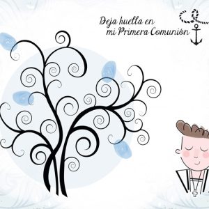 LIENZO ÁRBOLES DE HUELLAS PARA COMUNIONES NIÑO