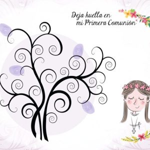 LIENZO ÁRBOLES DE HUELLAS PARA COMUNIONES NIÑA