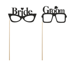 Set de 2 gafas "Bride", "Groom" para photocall