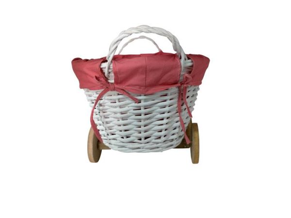 CESTA DE MIMBRE EN FORMA DE CARRITO ROSA - Image 4