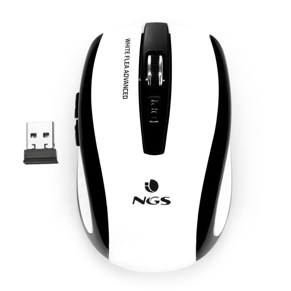 NGS Flea Advanced Raton Inalambrico USB 1600dpi - 5 Botones - Uso Diestro - Color Blanco/Negro