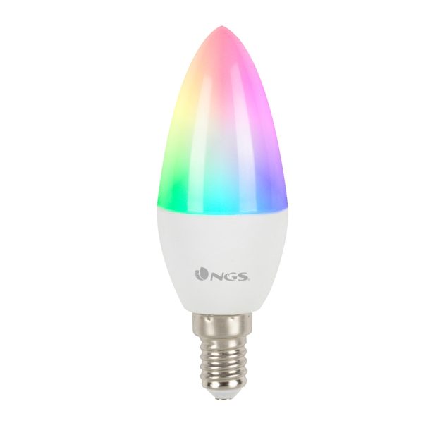 NGS Gleam 514c Bombilla LED E14 5W Inteligente - WiFi - 500lm - Iluminacion RGB Regulable - Tecnologia Ecologica
