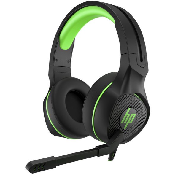 HP Pavilion Gaming 400 Auriculares con Microfono - Microfono Plegable - Diadema Ajustable - Almohadillas Acolchadas - Controles en Cable - Conexion Jack 3.5mm - Color Negro/Verde