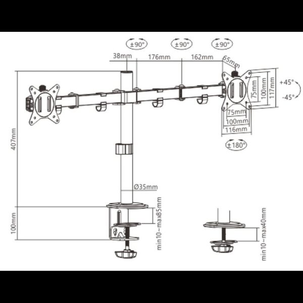 SOPORTE GEMBIRD 2 PANTALLAS PC
