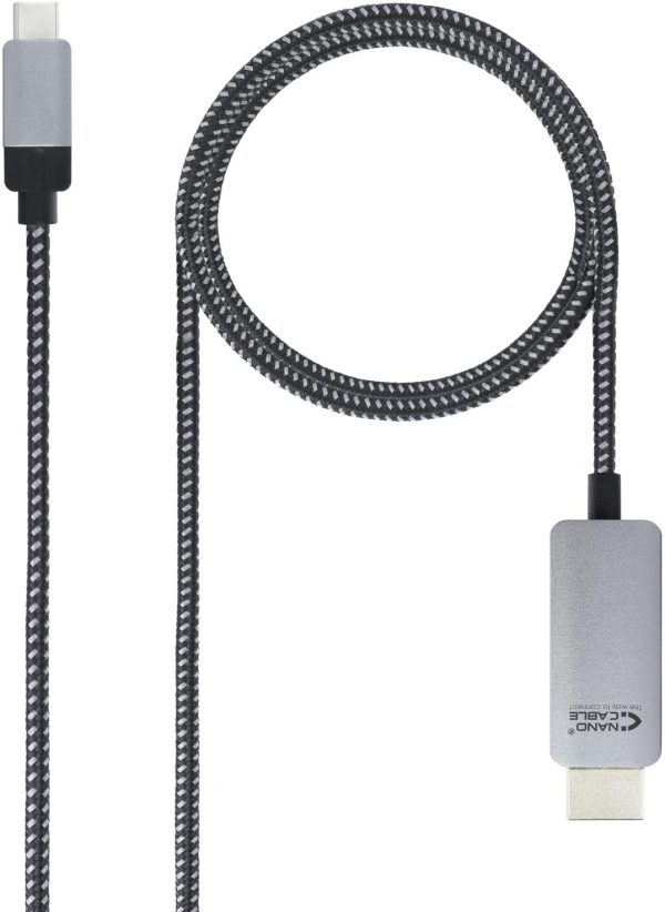 Nanocable Cable Conversor USB-C Macho a HDMI Macho 1.80m - Color Negro/Plata