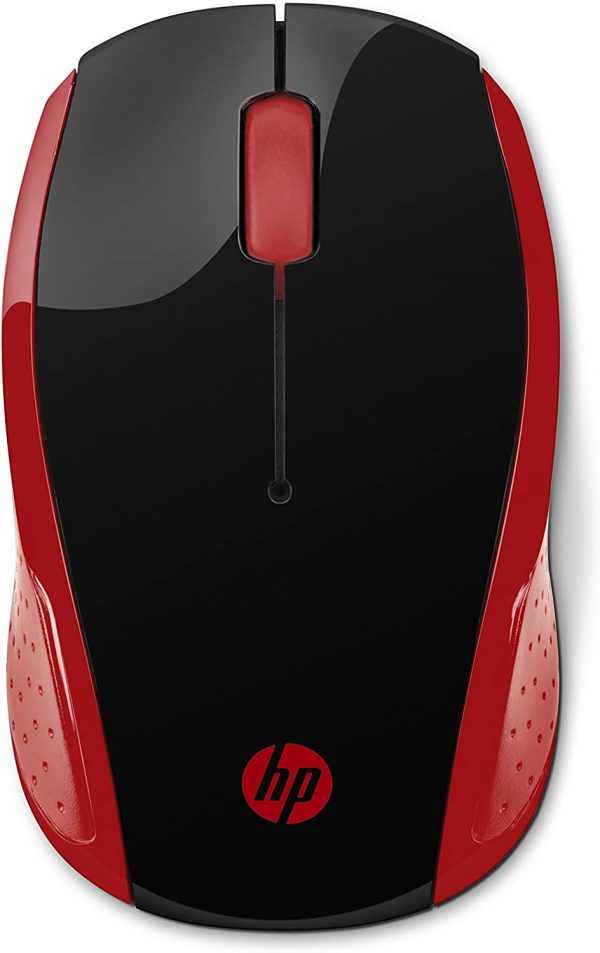 HP 200 Raton Inalambrico USB 1000dpi - 3 Botones - Uso Ambidiestro - Color Negro/Rojo