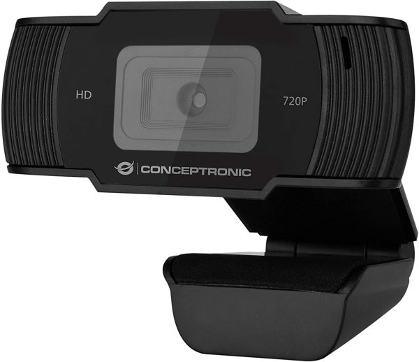 Conceptronic Webcam HD 720p USB 2.0 - Microfono Integrado - Enfoque Fijo - Cubierta de Privacidad - Angulo de Vision 90º - Cable de 1.50m