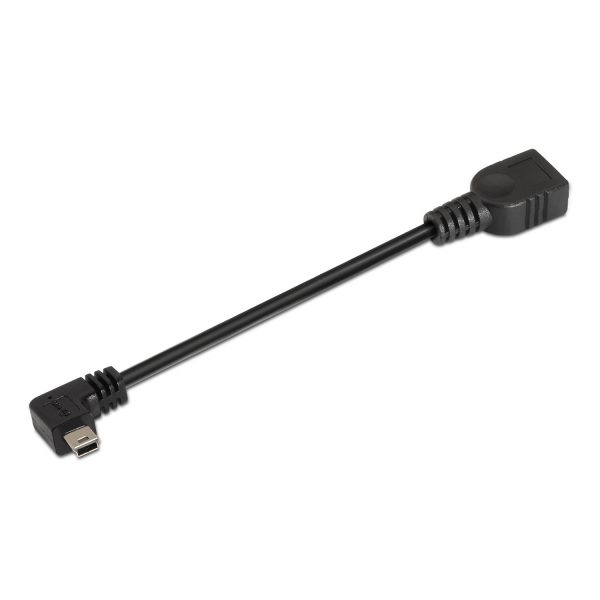 Aisens Cable USB 2.0 OTG Acodado - Tipo Mini B Macho-A Hembra - 15cm - Color Negro