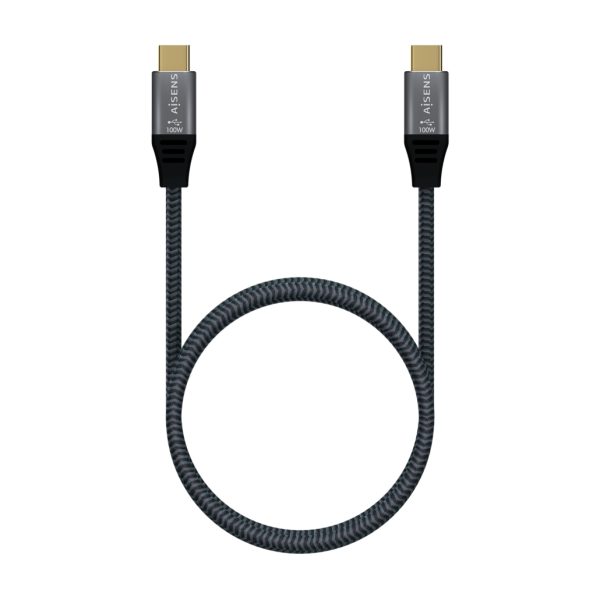 Aisens Cable USB 3.2 Gen2x2 Aluminio 20Gbps 8K@30Hz 5A 100W E-Mark, Tipo USB-C/M-USB-C/M - 1.0m - Color Gris