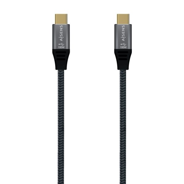 Aisens Cable USB 3.2 Gen2x2 Aluminio 20Gbps 8K@30Hz 5A 100W E-Mark, Tipo USB-C/M-USB-C/M - 1.5m - Color Gris