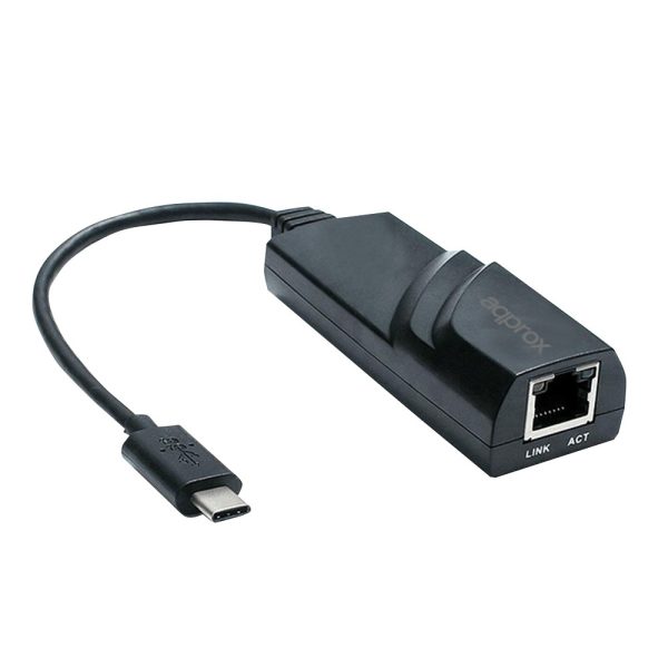 Approx Adaptador USB-C a RJ-45 - Transferencia hasta 1000Mbps - Cable de 19cm