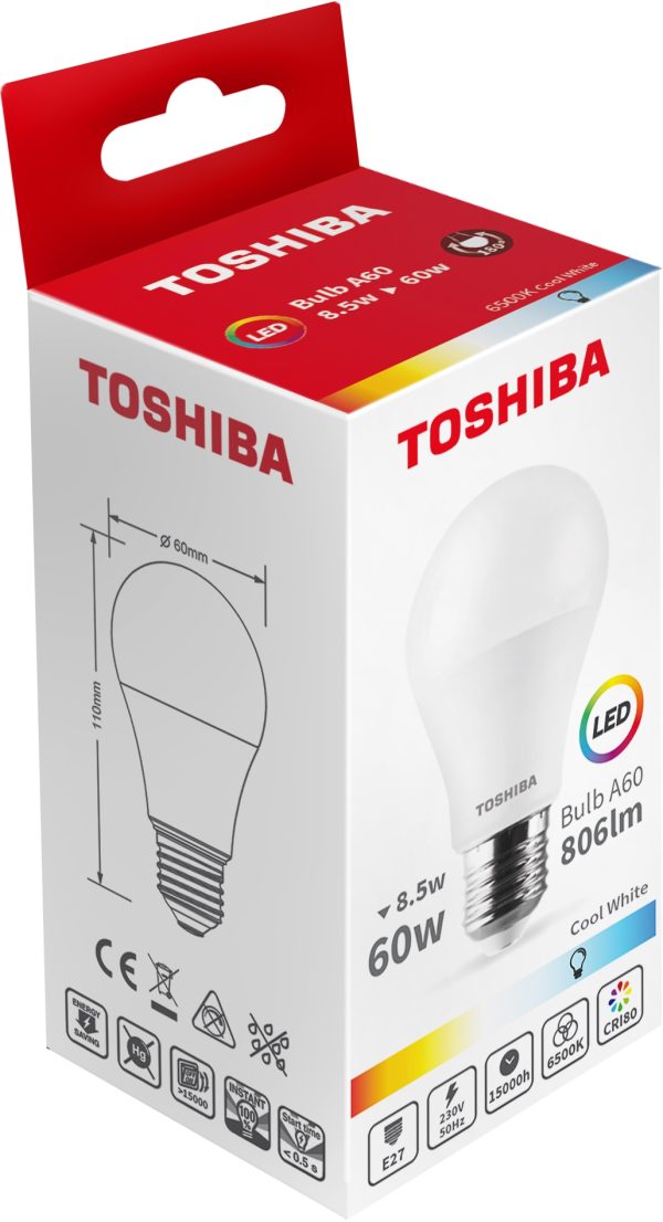 BOMBILLA LED TOSHIBA A60 E27 8.5W 6500K
