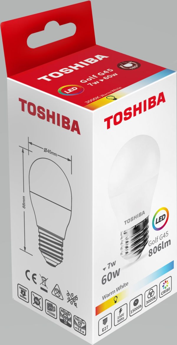 BOMBILLA LED TOSHIBA G45 E27 7W 3000K