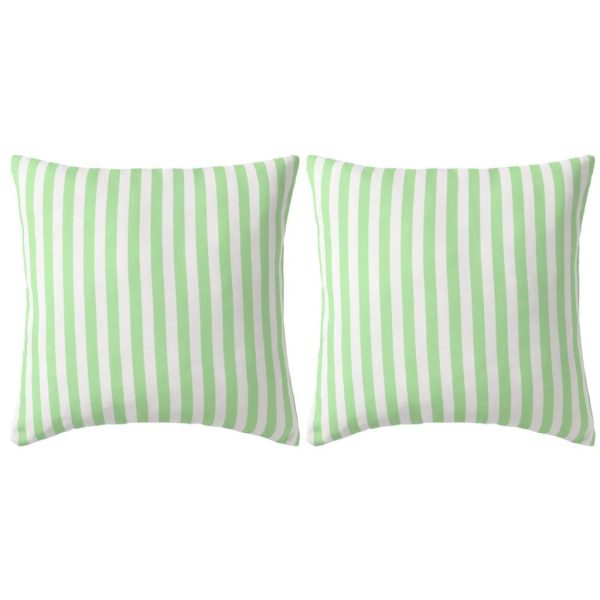 vidaXL Almofadas para exterior 2 pcs 45x45 cm riscas verde maçã