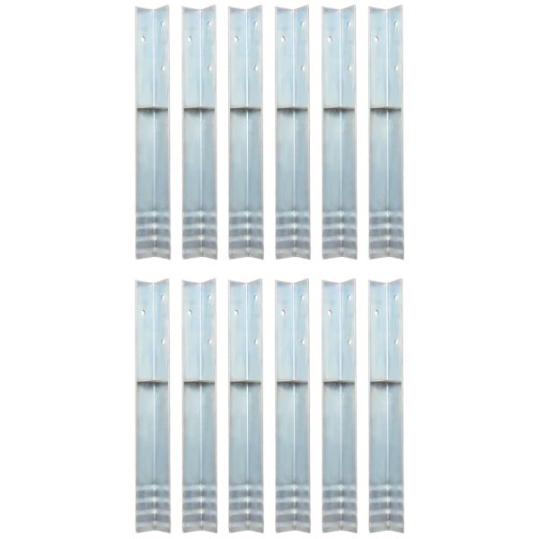 Âncora de fixação no chão em L 12 pcs aço galvanizado 5x5x50 cm
