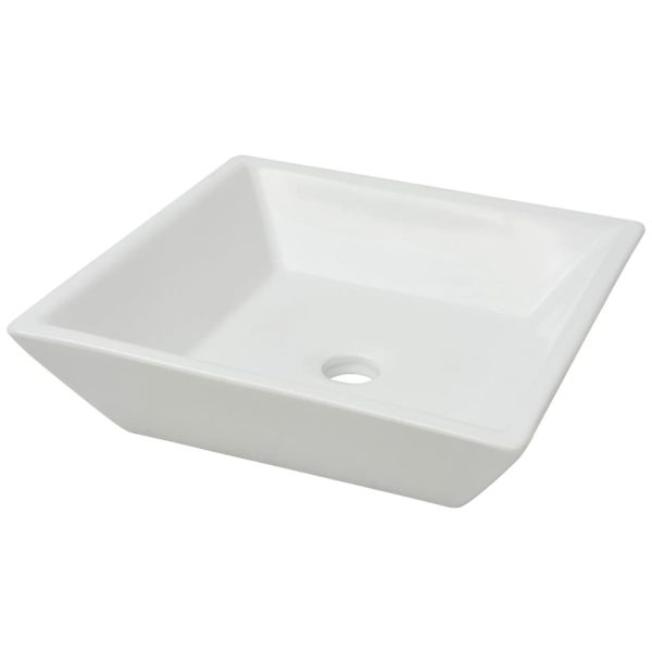 Lavatório quadrado branco cerâmica 41,5x41,5x12 cm - Image 2