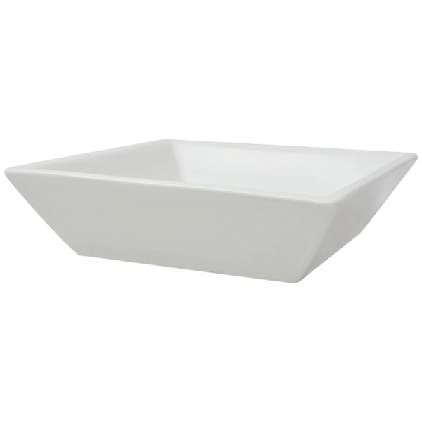 Lavatório quadrado branco cerâmica 41,5x41,5x12 cm - Image 3