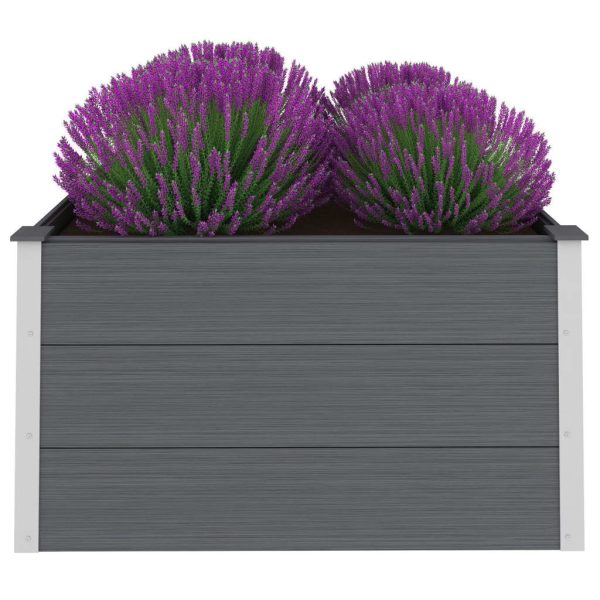Canteiro elevado para jardim WPC 100x100x54 cm cinzento - Image 2