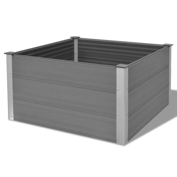 Canteiro elevado para jardim WPC 100x100x54 cm cinzento - Image 3