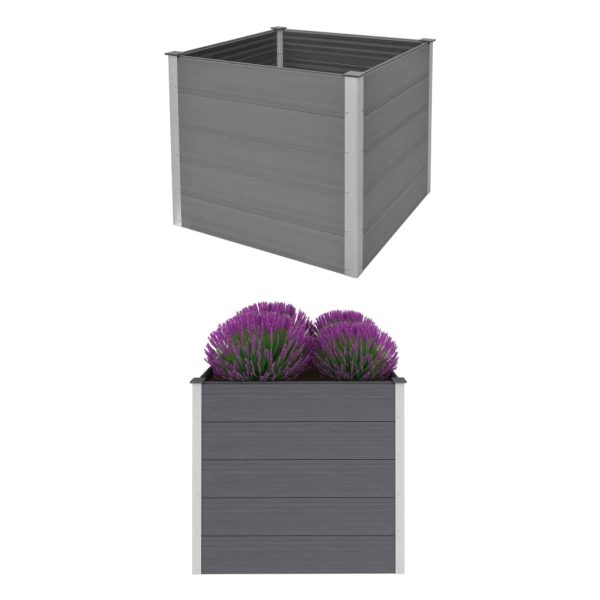 Canteiro elevado para jardim WPC 100x100x91 cm cinzento