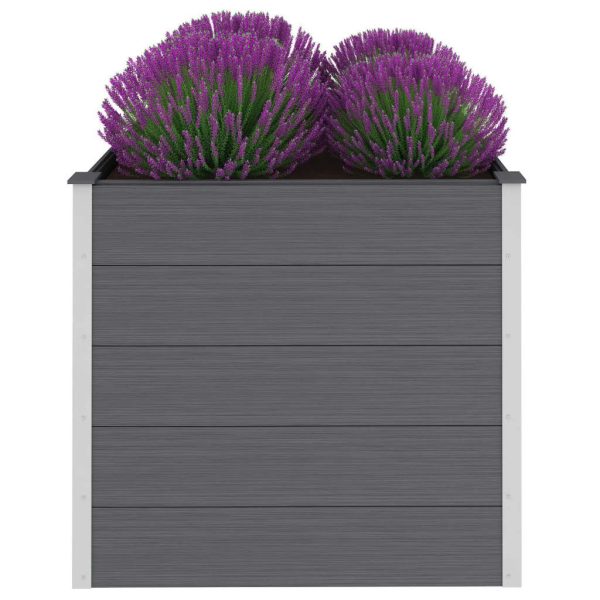 Canteiro elevado para jardim WPC 100x100x91 cm cinzento - Image 2