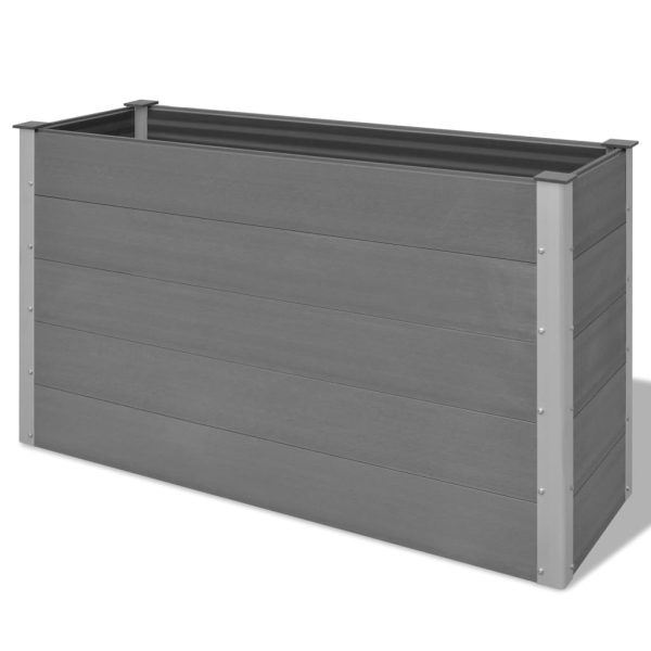 Canteiro elevado para jardim WPC 150x50x91 cm cinzento - Image 3