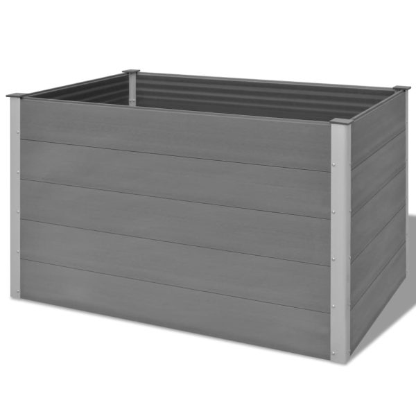 Canteiro elevado para jardim WPC 150x100x91 cm cinzento - Image 3