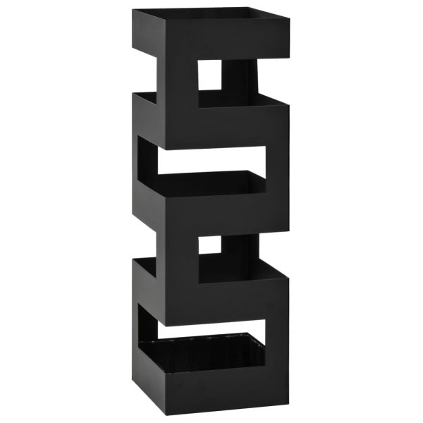 Suporte para guarda-chuvas estilo tetris em aço preto