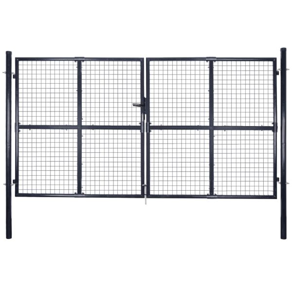 Portão de jardim em rede aço galvanizado 289x200 cm cinzento