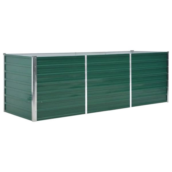 Canteiro elevado de jardim aço galvanizado 240x80x77 cm verde - Image 2