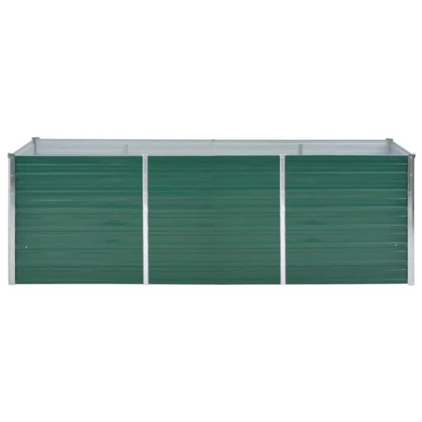 Canteiro elevado de jardim aço galvanizado 240x80x77 cm verde - Image 3