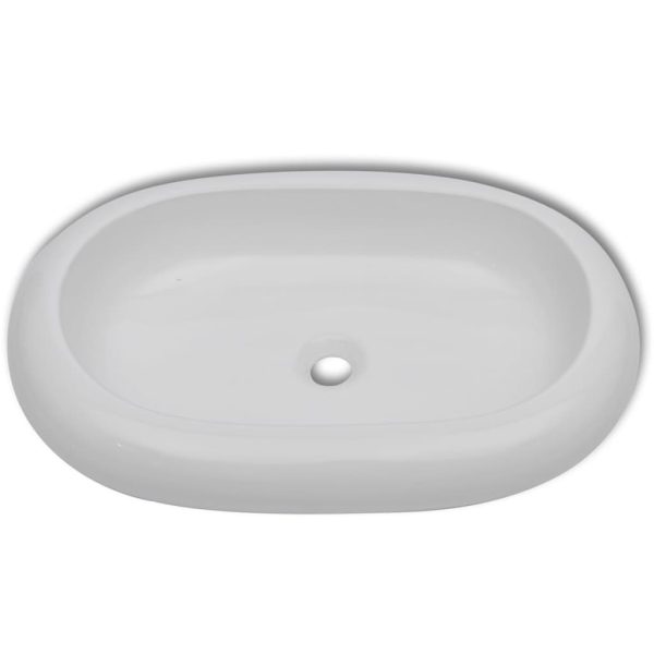 Lavatório com torneira misturadora cerâmica oval branco - Image 3