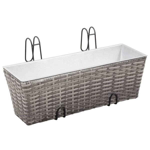Floreiras de pendurar na varanda 2 pcs 50 cm vime PE cinzento - Image 2