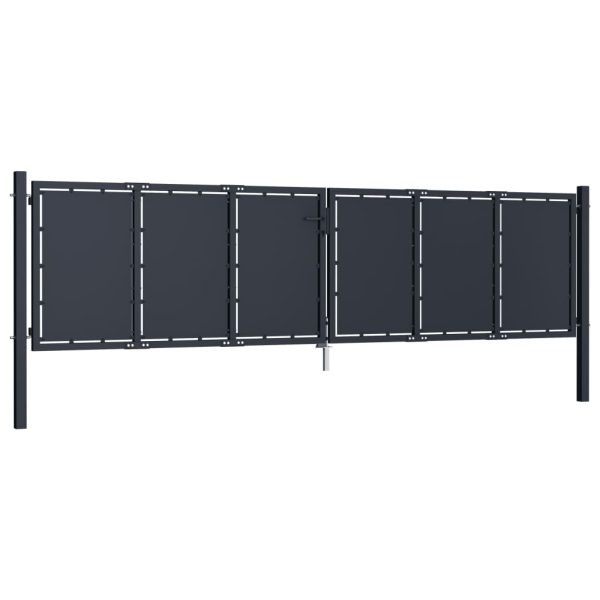 vidaXL Portão de jardim 400x125 cm aço antracite - Image 2