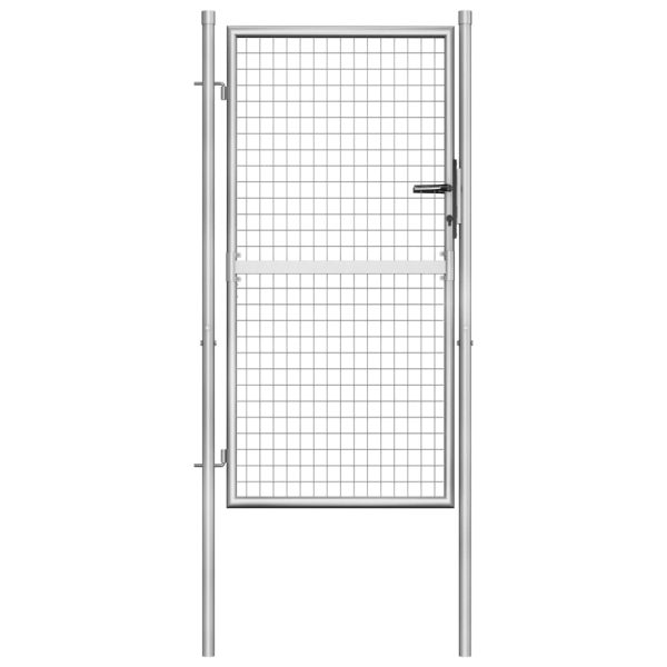 Portão de jardim em aço galvanizado 105x200 cm prateado