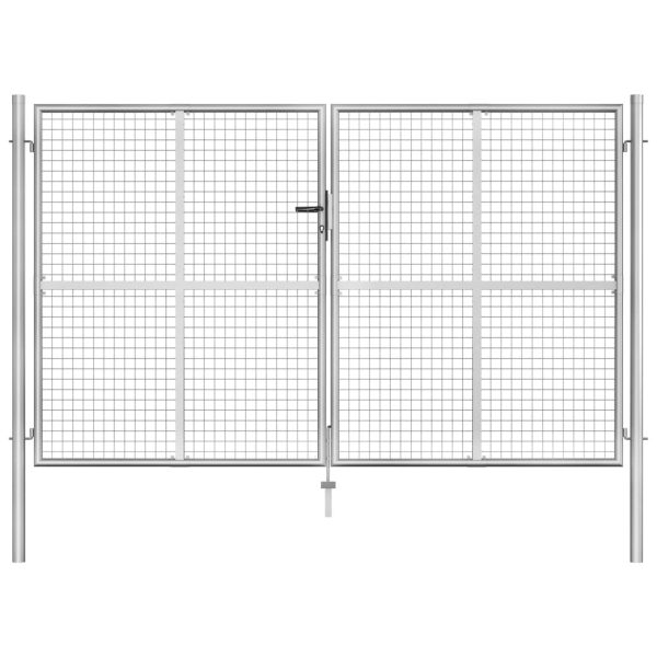 Portão de jardim em aço galvanizado 306x200 cm prateado