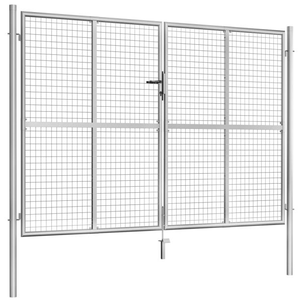Portão de jardim em aço galvanizado 306x225 cm prateado - Image 2