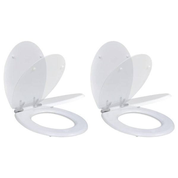 Assentos de sanita com tampas de fecho suave 2 pcs MDF branco