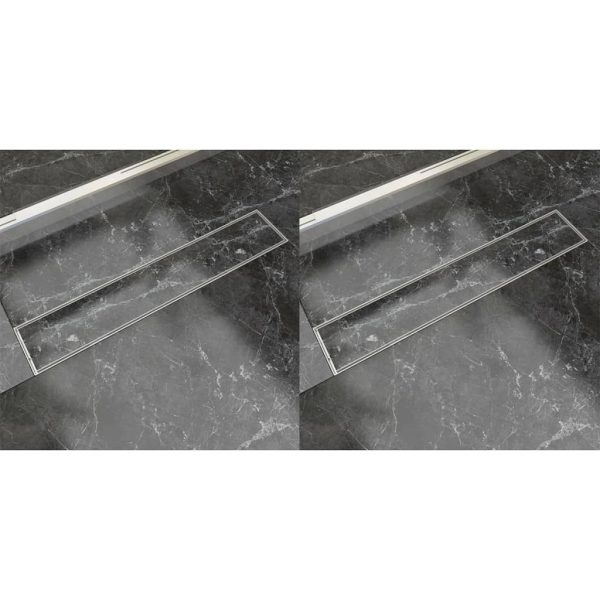 Dreno de chuveiro linear 2 pcs 630x140 mm aço inoxidável