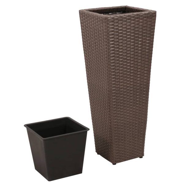 Floreiras de jardim altas 3 pcs vime PE castanho - Image 3