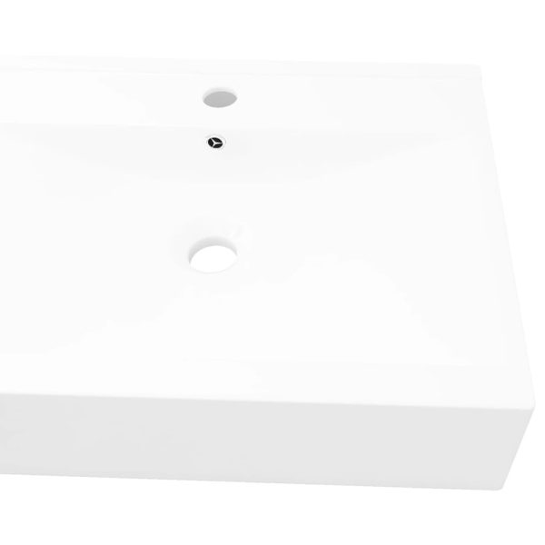Lavatório cerâmico retangular luxososo branco, furo torneira 60x46cm - Image 3