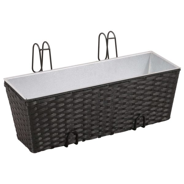 Conjunto de plantadeiras de rattan 2 peças Preto - Image 2